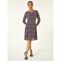 Roman Petite Ditsy Floral Print Stretch Dress