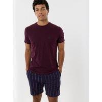 Threadbare Cotton Rich T-Shirt And Short Pyjama Set In Burgundy Stripe