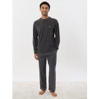 Threadbare Mens Lansdown Cotton-Rich Pyjama Set - Grey
