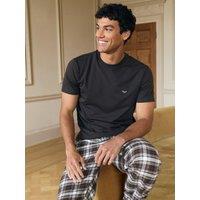 Threadbare Mens Cotton Rich Checked Pyjama Set - Brown