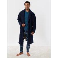Threadbare Mens Borg Lined Tie Waist Dressing Gown - Navy