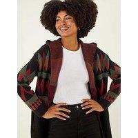 Roman Nordic Pattern Hooded Knit Cardigan