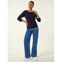 Roman Scallop Neck Button Knit Jumper