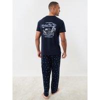 Threadbare Mens Breakfast Graphic Pyjama Set - Navy