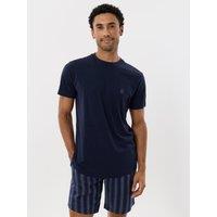 Threadbare Mens Cotton Rich Stripe Pyjama Set - Navy