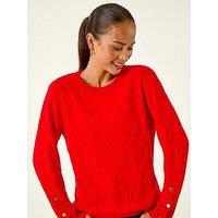 Roman Petite Button Cuff Knit Jumper