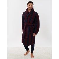 Threadbare Mens Sherpa Fleece Shawl Collar Dressing Gown - Navy