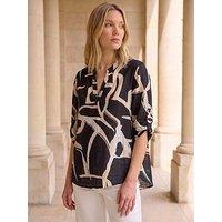 Roman Abstract Print V-Neck Top