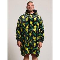 Badrhino Mens Oversized Christmas Grinch Print Snuggle Hoodie - Green