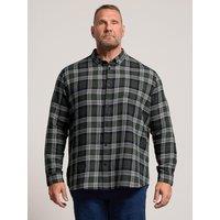 Badrhino Mens Big & Tall Check Button-Through Long Sleeve Shirt - Green
