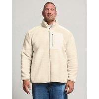 Badrhino Mens Big & Tall Borg Lined Zip Through Jacket - Natural
