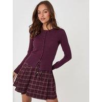 Threadbare Womens Compact Knit Button-Through Cardigan - Purple