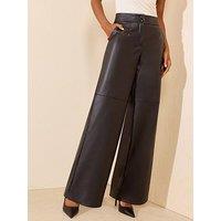 Friends Like These Black Faux Leather Tailored Wide Leg Trousers