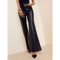 Friends Like These Black Faux Leather Pu Flare Trousers