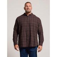Badrhino Mens Checked Button-Down Collar Long Sleeve Shirt - Red