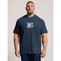 Badrhino Mens Big & Tall Acid Wash Graphic T-Shirt - Blue