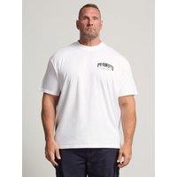Badrhino Mens Peanuts Back Print Cotton T-Shirt - White