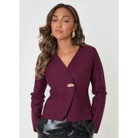 Threadbare Ladies Lopo Curved Hem Cardigan - Plum - Purple