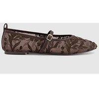 Office Forest Embroidered Mary Janes Ballet Pumps - Brown