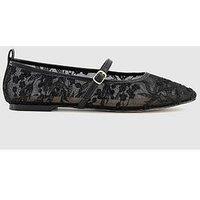 Office Forest Embroidered Mary Janes Ballet Pumps - Black