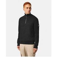 Weekend Offender Snetterton 1/4 Zip Knitted Jumper - Black