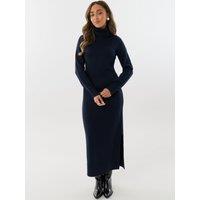 Threadbare Womens Turtle Neck Ribbed Maxi Jumper Dress - Navy
