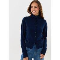 Threadbare Womens Funnel Neck Button Through Compact Knit Cardigan - Navy