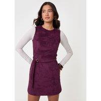 Threadbare Womens Belted Faux Suede Mini Dress - Plum