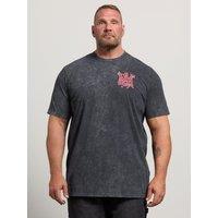 Badrhino Mens Extra Long Acid Wash Graphic T-Shirt - Grey