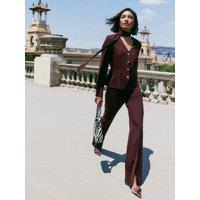 Friends Like These Purple Pinstripe Tie Neck Blazer