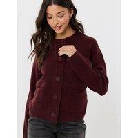 Threadbare Womens Pocket Detail Crew Neck Cardigan - Purple
