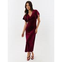 Threadbare Womens Miriam Hotfix Underbust V-Neck Dress - Burgundy