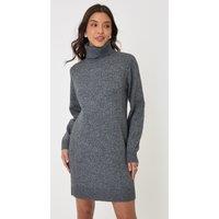 Threadbare Womens Turtle Neck Mini Jumper Dress - Grey