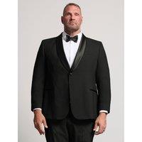 Badrhino Mens Long Satin Lapel Stretch Dinner Jacket - Black