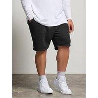 Badrhino Mens Skull Print Drawcord Jogger Shorts - Black
