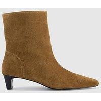Office Apricot Low Heel Chisel Toe Boots - Brown