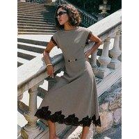 Friends Like These Check Lace Trim Short Sleeve Midi Dress