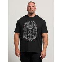 Badrhino Mens Big & Tall Motley Crue Graphic Crew Neck T-Shirt - Black