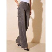 Friends Like These Womens Vintage Wide Leg Jeans - Grey