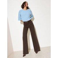 Friends Like These Womens High Rise Wide Leg Stretch Jeans - Brown
