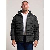 Badrhino Mens Lightweight Padded Hooded Zip Jacket - Black