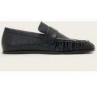 Allsaints Womens Julie Square Toe Leather Loafers - Black