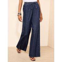 Friends Like These Dark Pintuck Elastic Wide Leg Jeans