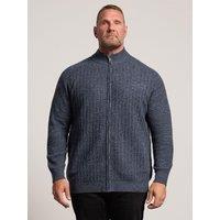 Badrhino Mens Big & Tall Rib Knit Full Zip Jacket - Blue