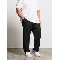 Badrhino Mens Big & Tall Textured Dobby Relaxed Leg Trousers - Black