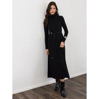 Threadbare Womens Ribbed Roll Neck Maxi Dress With Belt - Black
