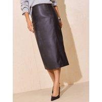 Friends Like These Black Faux Leather Midi Pencil Skirt