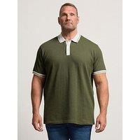 Badrhino Mens Mini Check Contrast Collar Polo Shirt - Green