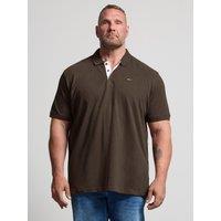 Badrhino Mens Contrast Button Placket Cotton Polo Shirt - Brown