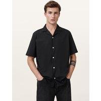 Allsaints Mens Relaxed Fit Button Through Short Sleeve Shirt - Black